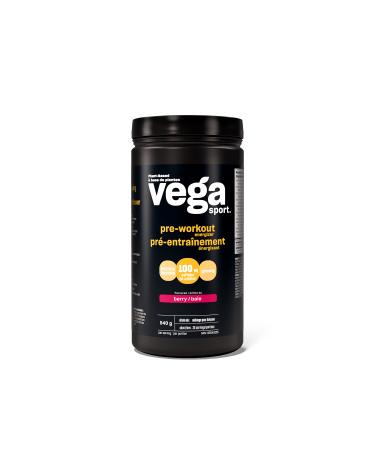Vega Sport Pre-Workout Energizer Berry (30 Servings) Vegan Preworkout Energy Powder Gluten Free 100mg Caffeine Non GMO 540g (Packaging May Vary) Berry 540 g (Pack of 1)