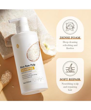 Rice hair care products 500 ml rice shampoo and 20 pieces rice hair mask improves frizz dry ends and split ends deeply and effectively moisturizes and shampoo - Buy Online on GoSupps.com