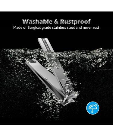Kaasage Nail Clipper and File - Classic Stainless Steel Nail Cutter with Glass Nail File Clip Fingernails and Toenails Easily Gift for Men Women & Seniors - Buy Online on GoSupps.com