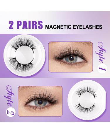 Shop Wendy Lashes Magnetic Eyelashes with Applicator - No Glue Lightweight & Reusable Fluffy Lashes - 2 Pairs of Natural Styles - Buy Online on GoSupps.com