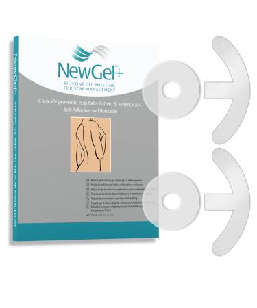 NewGel+ Advanced Silicone Scar Treatment Sheets for breast reconstruction surgery anchor scars 2 Breast Anchors and 2 Areola Circles (4-Count) - CLEAR
