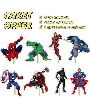 48pcs Superhero Cupcake Toppers & Wrappers - Birthday Party Cake Decorations - Buy Online on GoSupps.com