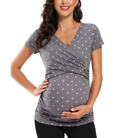 Love2Mi Maternity Nursing Shirt - Short Sleeve V-Neck Breastfeeding Tee - Pregnancy S Flower45 - Buy Online on GoSupps.com