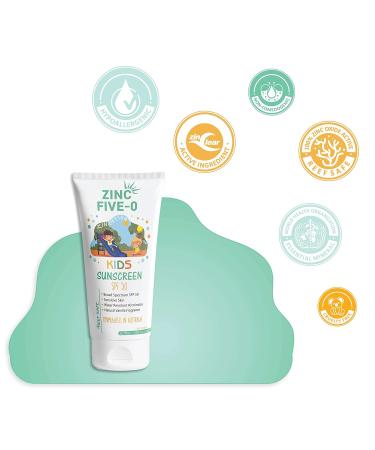 Kids Mineral Sunscreen SPF 50 | 98% Organic Non-Nano Zinc Oxide Sensitive Skin Safe Broad-Spectrum UVA/UVB Protection - Buy Online on GoSupps.com