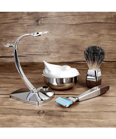 Grutti 4-in-1 Razor Set - Premium Men's Gift for Father's Day & Birthdays - Includes Shaving Bowl Brush & Imitation Wood Grain Stand - Compatible with Fusion 5 - Buy Online on GoSupps.com