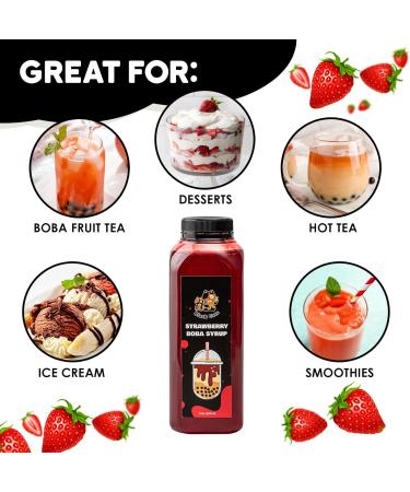 Syrup for Bubble Tea | 12 Ounces (354 ML) | Brown Sugar Boba Flavored Syrup for Tapioca Pearls and Desserts (Strawberry) - Buy Online on GoSupps.com