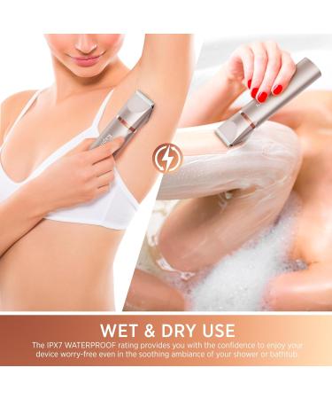 Electric Bikini Trimer Shaver for Women - 2 in 1 IPX7 Waterproof Hair Removal Kit - Rechargeable Facial and Body Hair Remover (Rose Gold) - Buy Online on GoSupps.com