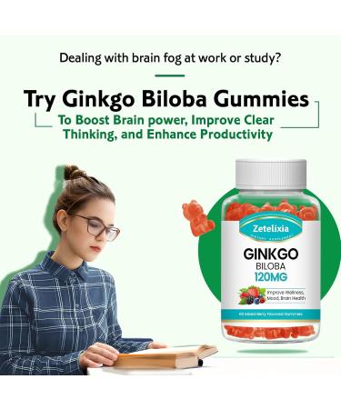 2 Pack Ginkgo Biloba Gummies for Women and Men Brain Supplement Improve Better Mood and Focus Vegan Mixed Berry Flavor 120 Count 60 Count (Pack of 2) - Buy Online on GoSupps.com