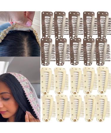 Chunni Dupatta Clips Chunni Clips Strong Chunni Clips Pins Chunni Clips Comb Wig Clips Dupatta Clip 10-Teeth Strong Chunni Grip Hair Clip Chunni Grip Clips with Fixed BB Clip Easy (20Mix) - Buy Online on GoSupps.com