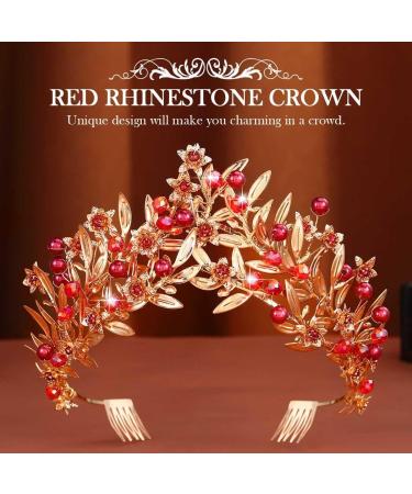 Kilshye Red Queen Headband Gold Leaf Costume Headpiece Rhinestone Hair Accessories for Women - Buy Online on GoSupps.com