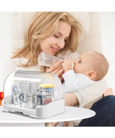 Baby Bottle Holder Baby Bottle Storage Large Baby Bottle Organizer with Cover & Removable Drain Tray Dustproof Portable Baby Bottle Drying Rack for Kitchen Cabinet - Buy Online on GoSupps.com