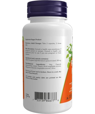 NOW Supplements Fenugreek 500mg Capsules 100 Count - Buy Online on GoSupps.com