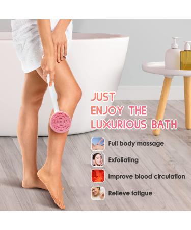 PINGKO Silicone Back Scrubber with Extra Long Non-Slip Handle for Acne Exfoliating and Skin Cleansing - Light Pink - Buy Online on GoSupps.com