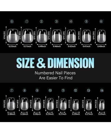 Tomicca 240 Pcs Ultra Short Squoval Gel Nail Tips | Half Matt Full Cover Artificial Nail Tips for DIY & Nail Studios - 15 Sizes Available - Buy Online on GoSupps.com