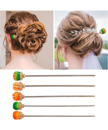 GORGECRAFT 5 Styles Orange Hair Sticks Metal Long Hair Pin Chinese Chopsticks Vintage Styling Chignon Hair Clips Disk Fork for Women Girls Bride Fashion Hanfu Handmade Hairpins Updo Accessories - Buy Online on GoSupps.com