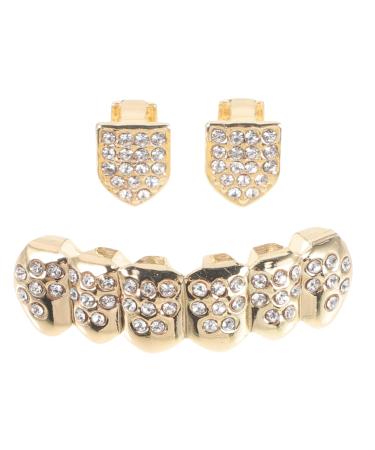 Minkissy 1 set hip-hop fangs Halloween Funny golden braces carrier accessories (-set gold) Halloween Party Funny teeth for adult grille grille false teeth vampire