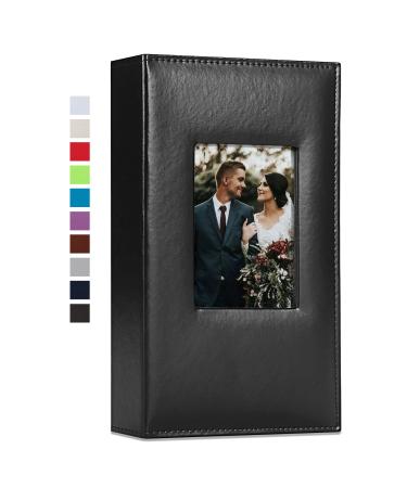 Vienrose Photo Album 4x6 300 Photos Leather Cover Extra Large Capacity Picture Book with Pockets for Wedding Family Anniversary Baby 300 pockets Black