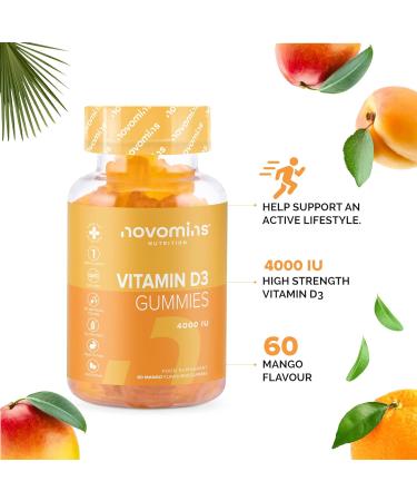 Novomins Vitamin D Gummies - High Strength 4000 IU Chewable Vegetarian Vitamins - Buy Online on GoSupps.com