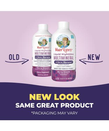 MaryRuth's Liquid Nighttime Liquid Multimineral + Skin Renew | Clinically Shown in Women to Reduce Fine Wrinkle & Improve Skin Firmness | Sepitone | NO Melatonin | Magnesium | Vegan | 15 Servings Berry 15.22 Fl Oz (Pack of 1) - Buy Online on GoSupps.com