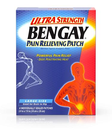 BENGAY Ultra Strength Pain Relieving Patches Large Size 4 Each (Pack of 3)