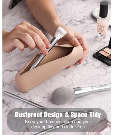 FERYES Makeup Brush Holder - Portable Magnetic Closure Silicone Organizer for Travel - Khaki - Buy Online on GoSupps.com