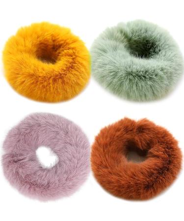 5PCS Sweet Rabbit Faux Fur Pom Pom Scrunchies - Elastic Hair Accessories for Women, Girls, and Kids - Buy Online on GoSupps.com