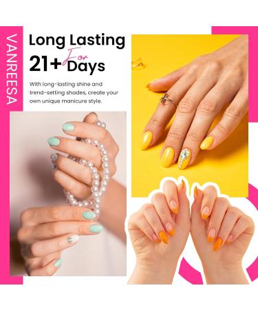 VANREESA 24 Pcs Gel Nail Polish Set - 21 Vibrant Colors with Base & Top Coats | Perfect DIY Nail Kit Gifts for Women - Macaroon Time - Buy Online on GoSupps.com