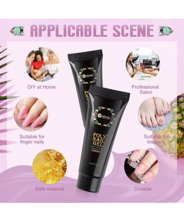 Shop Mopray Poly Nail Gel Set - 6 Color Acrylic Gel for Beginners & Professionals | Nude Gold & Transparent Starter Kit with Manicure Tools - Buy Online on GoSupps.com