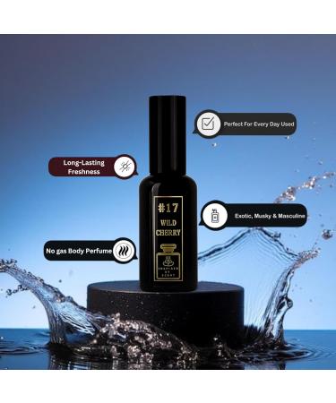 #17 Wild Cherry - 50ml A sensual blend of rich cherries warm vanilla and subtle spices. Unisex fragrance for lasting allure. Inspired By Lost Cherry #17 Wild Cherry 1.7 Fl Oz (Pack of 1) - Buy Online on GoSupps.com