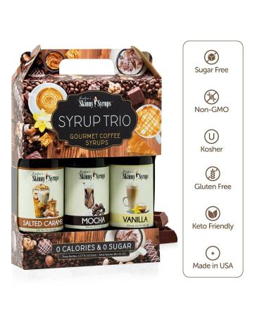 Jordan's Skinny Mixes Classic Coffee Syrup Trio Sugar Free Salted Caramel  Vanilla  Mocha  12.7 Fl Oz  Pack of 3 - Buy Online on GoSupps.com