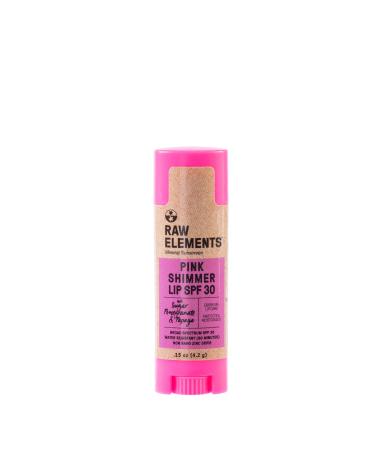 Raw Elements Organic Pink Lip Shimmer Zinc Oxide SPF 30+, 0.15oz