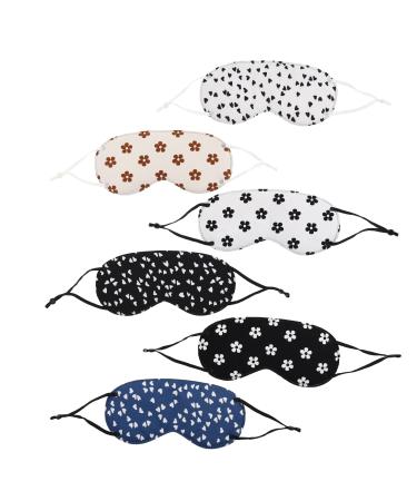 IUAQDP 6 Pieces Sleep Eye Mask with Adjustable Ear Loops Soft Cotton Sleep Eye Mask for Every Nap Position Lightweight Breathable Eye Blindfold Eyeshade Block Out Light Love Hearts & Small Flowers