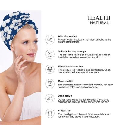 Buy Blue Hibiscus Microfiber Hair Towel Wrap - Super Absorbent 10x26 Inch Hair Turban for Women - Buy Online on GoSupps.com