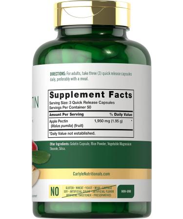 Carlyle Apple Pectin 1950mg | 150 Capsules | Non-GMO & Gluten Free Herbal Supplement - Buy Online on GoSupps.com