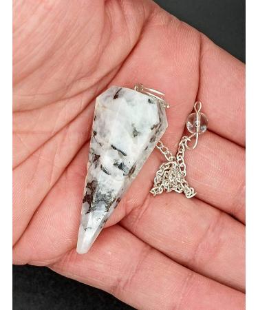 Moonstone Crystal Pendulum - Divination Dowsing and Spiritual Healing Tool with Healing Energy White Rainbow Gemstone White Rainbow Moonstone - Buy Online on GoSupps.com