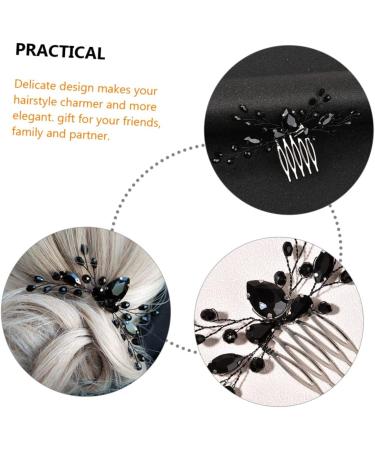 DOITOOL Black Crystal Hair Accessories Rhinestone Leaf Hair Comb Bridal Hair Clip Hair Comb for Women Hair Gems for Women Black Hair Clips Vintage Hair Accessories Decor Alloy Miss Wedding - Buy Online on GoSupps.com