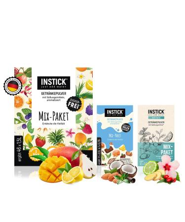 Instick Boisson instantan e sans sucre (pack conomique toutes les vari t s) poudre v g talienne faible en calories et vitamine C poudre instantan e 2 x 12 b tonnets et 1 x 46 b tons 1 b ton