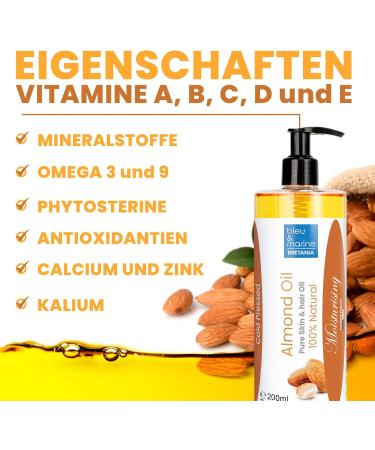 100% Natural Cold-Pressed Almond Oil 1000ml | Anti-Stretch & Infant Care Massage Oil | Moisturizing Hair Mask | Essential Oils for Pregnancy - Buy Online on GoSupps.com