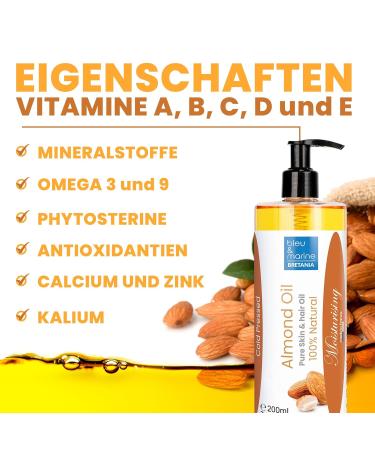 100% Natural Cold-Pressed Almond Oil - Pregnancy & Infant Care Hair Mask Moisturizing Massage Oil - 200ml Essential Oil - Buy Online on GoSupps.com