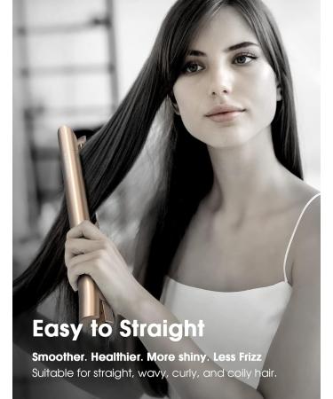 ANGENIL Nano Titanium 2-in-1 Flat Iron Hair Straightener & Curler - Fast Heating Styling Iron for All Hair Types - 1 Inch Dual Voltage - Gold - Buy Online on GoSupps.com