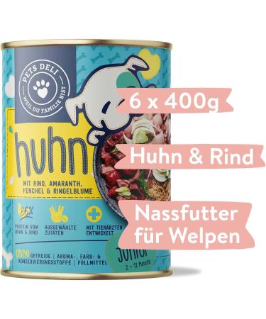 Pets Deli Wet Food for Young Dogs - Chicken & Beef (6 x 400g) | Gluten-Free & Sugar-Free Nutrition - Buy Online on GoSupps.com
