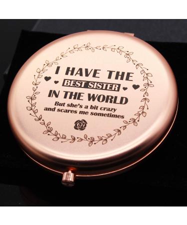 Muminglong Frosted Compact Mirror - Sister's Birthday & Christmas Gift Idea - Best Sister Engraved - Rose Gold - Buy Online on GoSupps.com