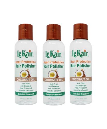High Heat Protection Hair Polisher - Coconut Oil Anti Frizz Anti Breakage Heat Protectant Smooths & Protects Daily Hair Treatment 4 Fl Oz - 3 Pack