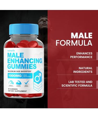 Nutravia Male Enhancing Supplement Gummies - Stamina Test Boost Gummy for Men with Horny Goat Weed Tribulus Maca Root Boost Energy - 60 Gummies - Buy Online on GoSupps.com