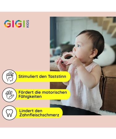 Gigi Kids Baby Butterfly Bite Rings Set - 100% BPA-Free Silicone & Beech Wood Teething Toys for 3 Months + - Pink Yellow & Dark Pink - Buy Online on GoSupps.com
