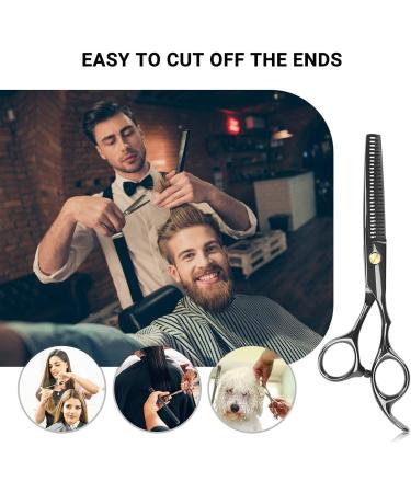 JINSHOW 12Pcs Professional Hairdressing Scissors Set - Stainless Steel Shears for Thinning and Cutting - Salon Barber Kit for Men, Women, and Kids - Black - Buy Online on GoSupps.com
