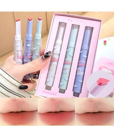 3 Colors Cute Love Lipstick Set Heart Shape Velvet Matte Lipstick Nude Waterproof Long Lasting&Non-Stick Cup Lip Clay Cute Lip Makeup for Girls (blue 3pcs) blue 1 Count (Pack of 3)