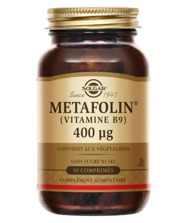 Solgar Metafolin - Vitamin B9-400 µg - Maternity - Essential Vitamin Pregnancy - Growth of Maternal Tissue - Highly Available - Food Supplement - Bottle of 50 Tablets