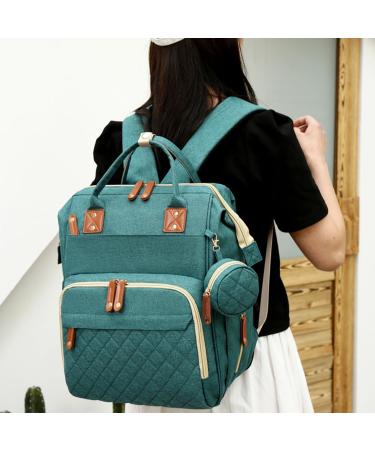 Fexkean Diaper Bag | Large Capacity Baby Backpack with Foldable Bed | Portable Travel Diaper Bag & Multifunctional Baby Bags - Green - Buy Online on GoSupps.com