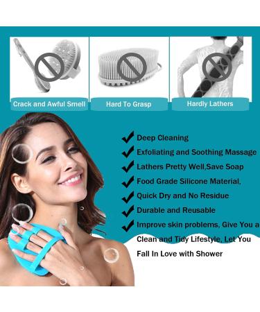 RamPula Silicone Body Scrubber - Bath Back Cleaning Loofah Sponge Glove for Exfoliating - Hygienic Shower Brush (Blue) - Buy Online on GoSupps.com